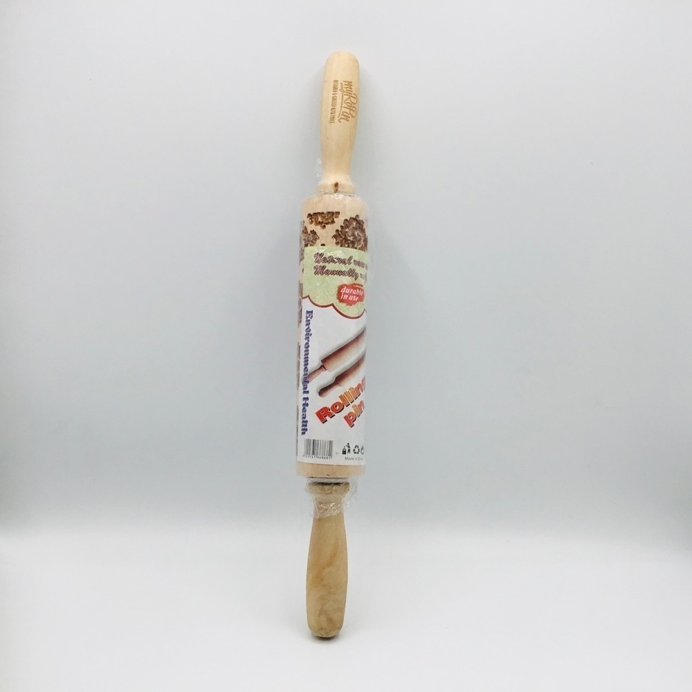 MY RoPin Rolling Pin Floral Damask TextureEmboss Engraved Wooden Natura